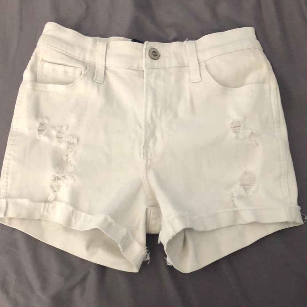 Size 00, White Ripped Hollister Jean Shorts